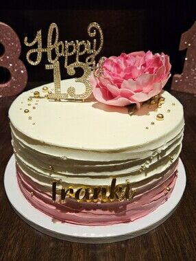 Gold & Rhinestone 13th Birthday Cake Topper